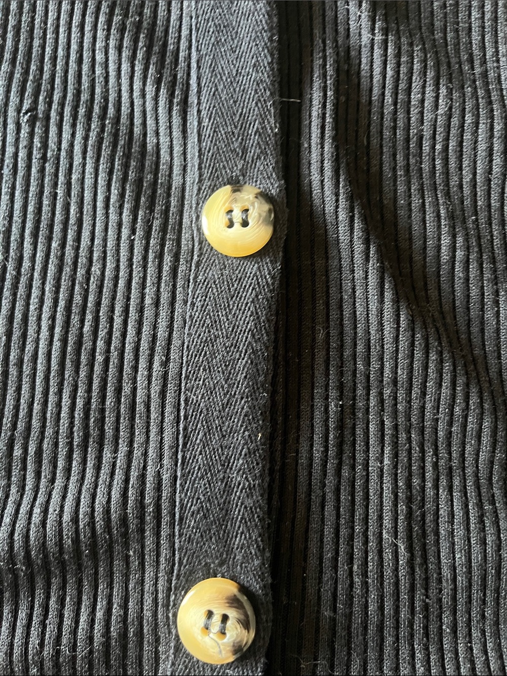 Zara Black Ribbed Midi Dress w/ Buttons - Picture 3 of 3